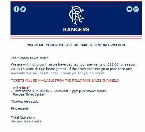 rangers taking advanced dosh for scottish cup